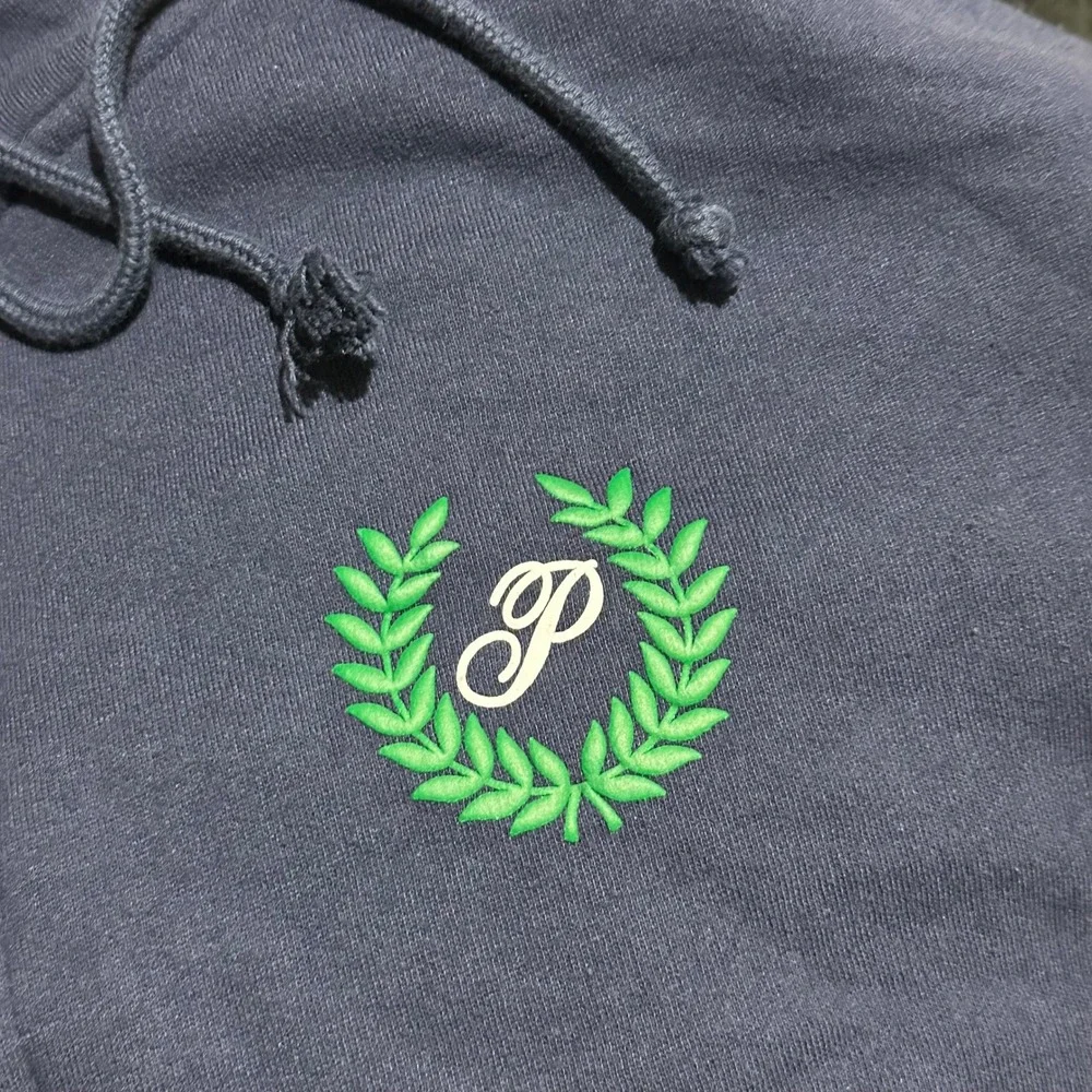 Pink Victoria's Secret Navy Blue Zip Up Hoodie Laurel Wreath Logo XL - Has Flaw - Picture 4 of 7